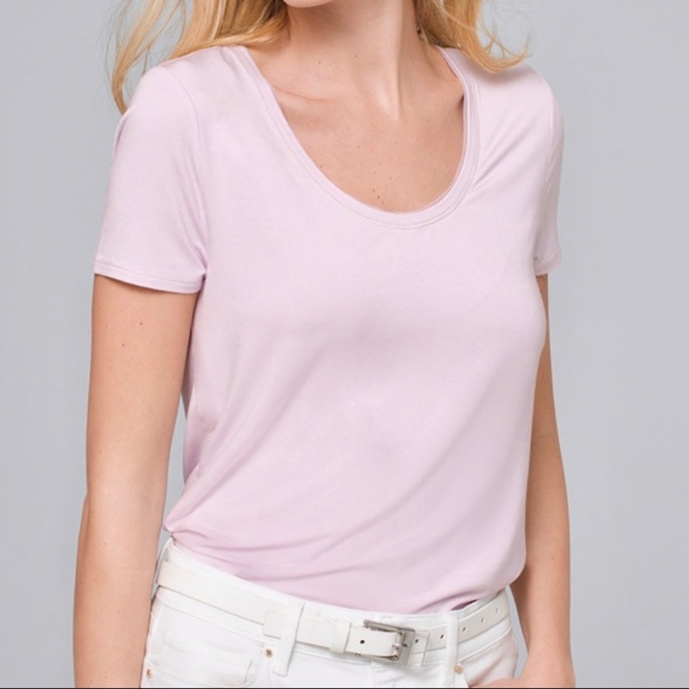 WHBM Modern Jersey Scoop Neck Orchid Hush Tee